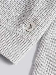 U.S. Polo Assn. Grey Mens Aran Mix Knit Funnel Jumper - Image 5 of 7