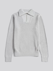 U.S. Polo Assn. Grey Mens Aran Mix Knit Funnel Jumper - Image 7 of 7