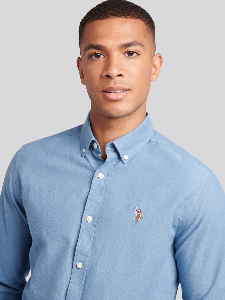 U.S. Polo Assn. Blue Mens Peached Oxford Shirt - Image 2 of 9