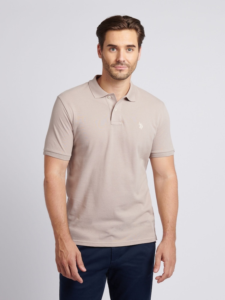 U.S. Polo Assn. Natural Mens Double Horsemen Polo Shirt - Image 1 of 7