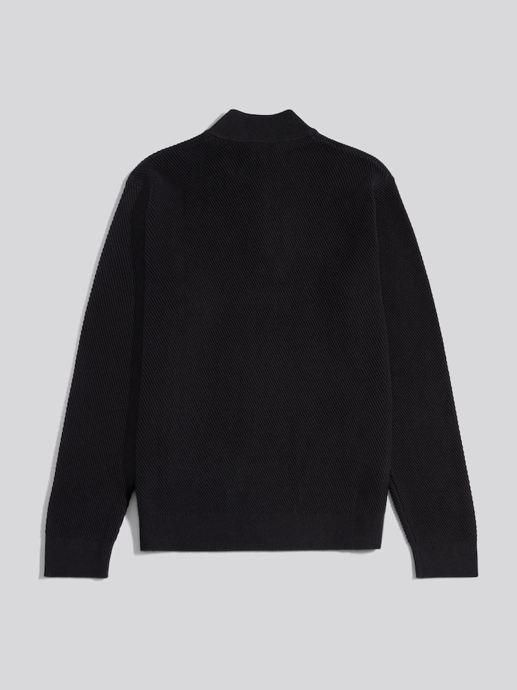 U.S. Polo Assn. Black Mens Twill Texture Knit Funnel Jumper - Image 2 of 3