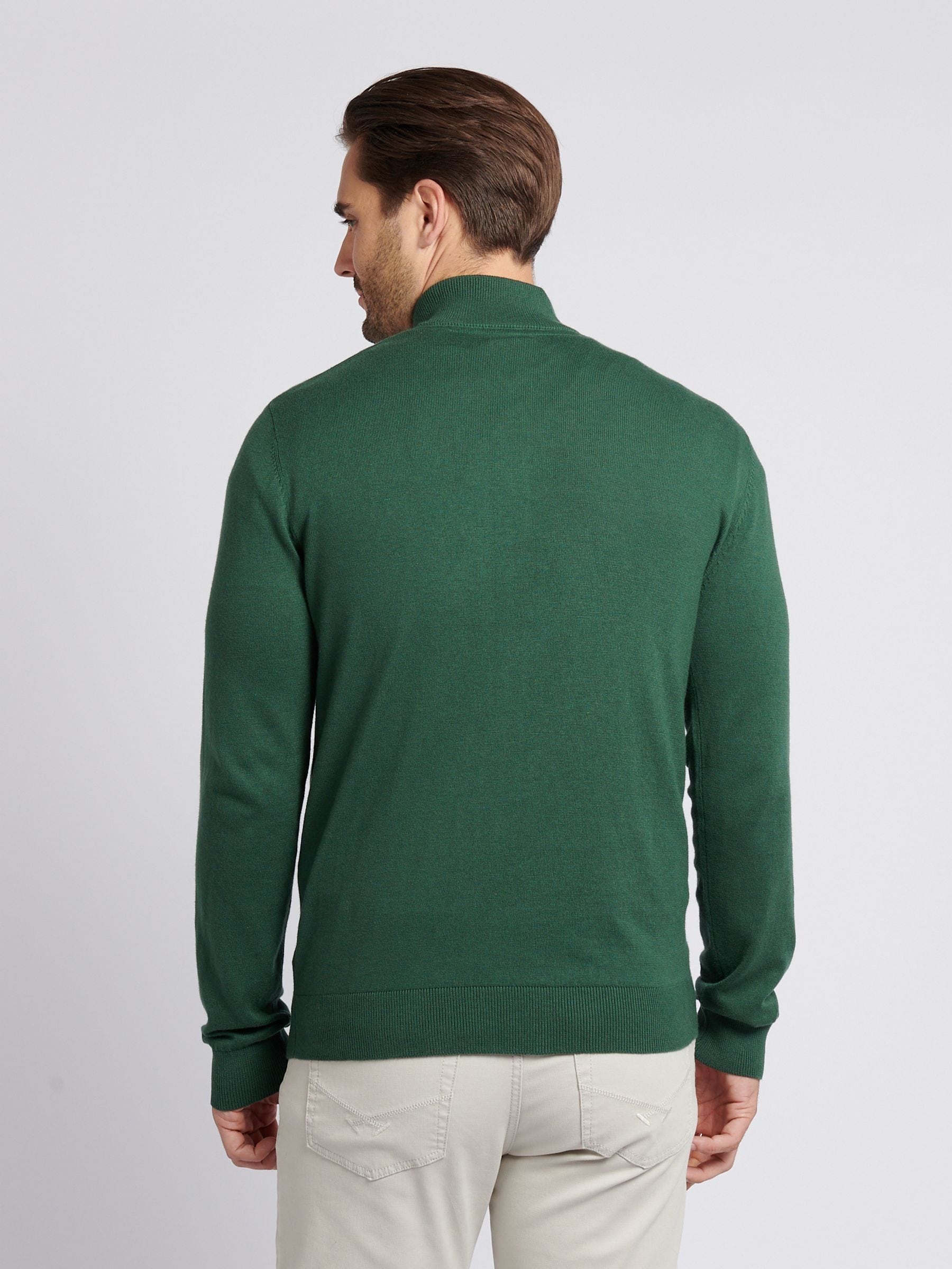 Buy U.S. Polo Assn. Dark Green Cotton Funnel Neck Quarter Zip Knit