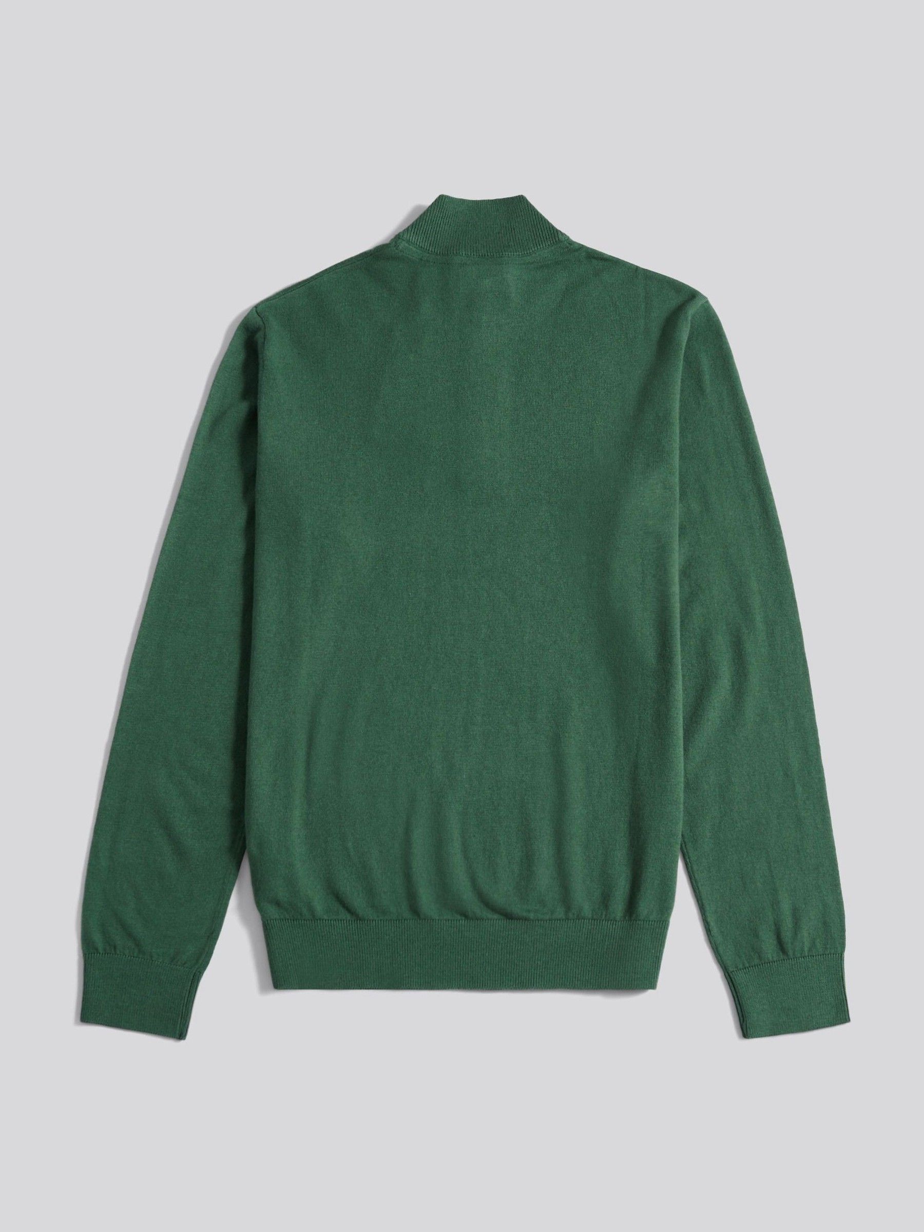 Buy U.S. Polo Assn. Dark Green Cotton Funnel Neck Quarter Zip Knit