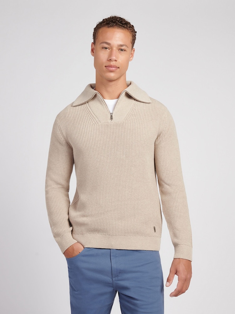 U.S. Polo Assn. Nude Mens Aran Mix Knit Funnel Jumper - Image 1 of 7 U.S. Polo Assn. Nude Mens Aran Mix Knit Funnel Jumper - Image 1 of 7