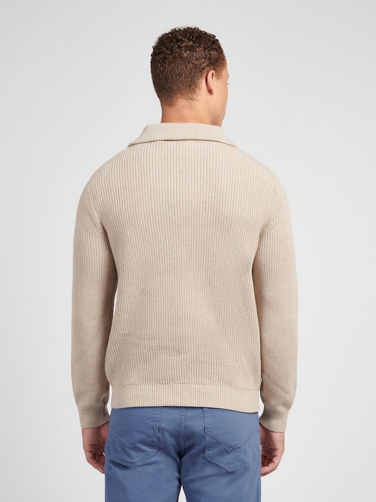 U.S. Polo Assn. Nude Mens Aran Mix Knit Funnel Jumper - Image 2 of 7 U.S. Polo Assn. Nude Mens Aran Mix Knit Funnel Jumper - Image 2 of 7