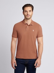 U.S. Polo Assn. Brown Mens Double Horsemen Polo Shirt - Image 1 of 7