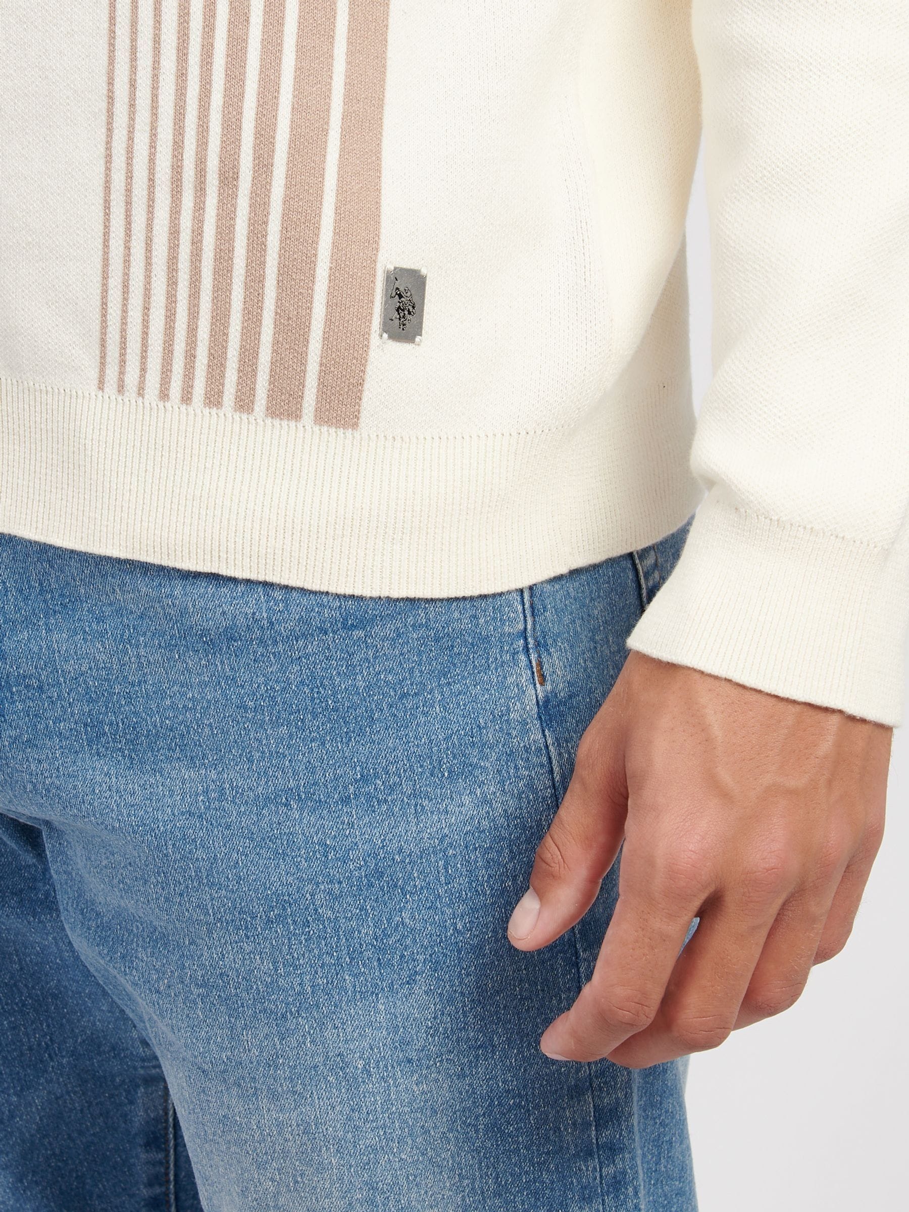 Buy U.S. Polo Assn. White Mens Vertical Stripe Knit Long Sleeve