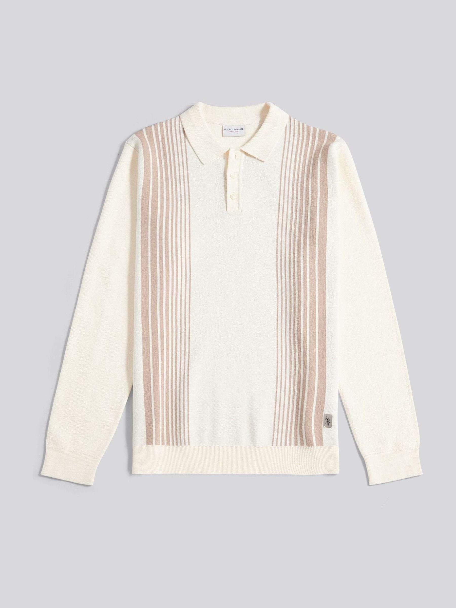 Buy U.S. Polo Assn. White Mens Vertical Stripe Knit Long Sleeve