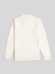 U.S. Polo Assn. White Mens Vertical Stripe Knit Long Sleeve Polo Shirt - Image 6 of 7