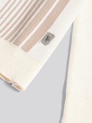 U.S. Polo Assn. White Mens Vertical Stripe Knit Long Sleeve Polo Shirt - Image 7 of 7
