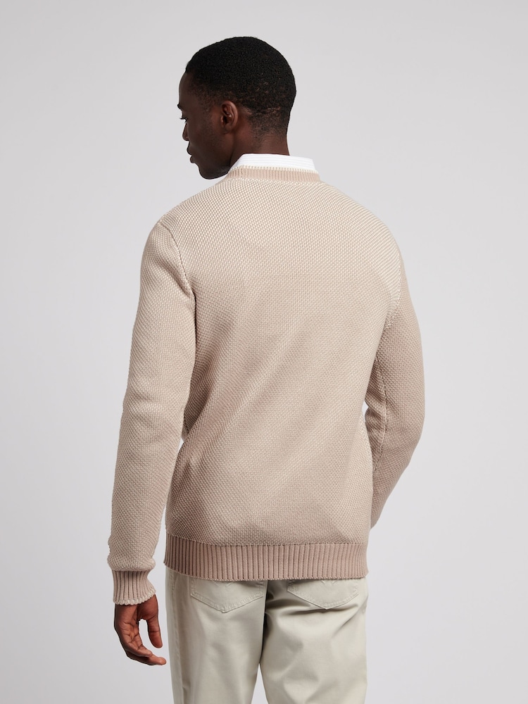 U.S. Polo Assn. Natural Mens Twisted Yarn Knit Crew Jumper - Image 2 of 8