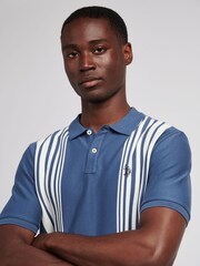 U.S. Polo Assn. Blue Mens Vertical Stripe Polo Shirt - Image 4 of 7