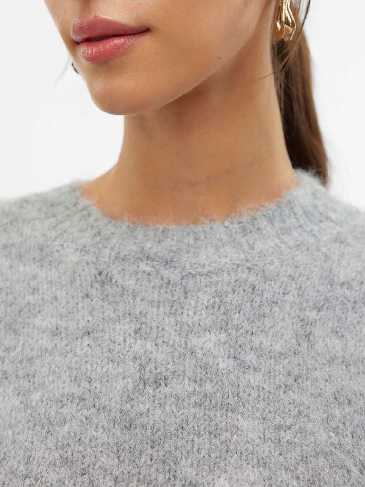 VERO MODA Grey Short Puff Sleeve Jumper - Image 2 of 5 VERO MODA Grey Short Puff Sleeve Jumper - Image 2 of 5
