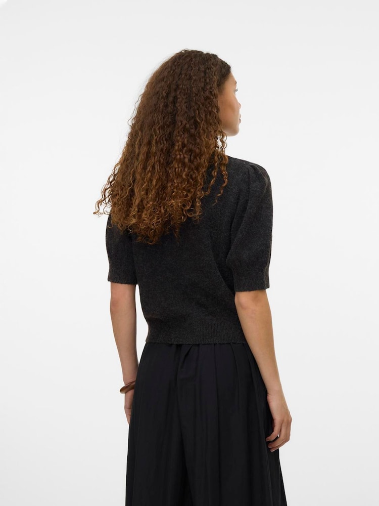 VERO MODA Brown Round Neck Puff Sleeve Knitted Jumper - Image 2 of 5 VERO MODA Brown Round Neck Puff Sleeve Knitted Jumper - Image 2 of 5