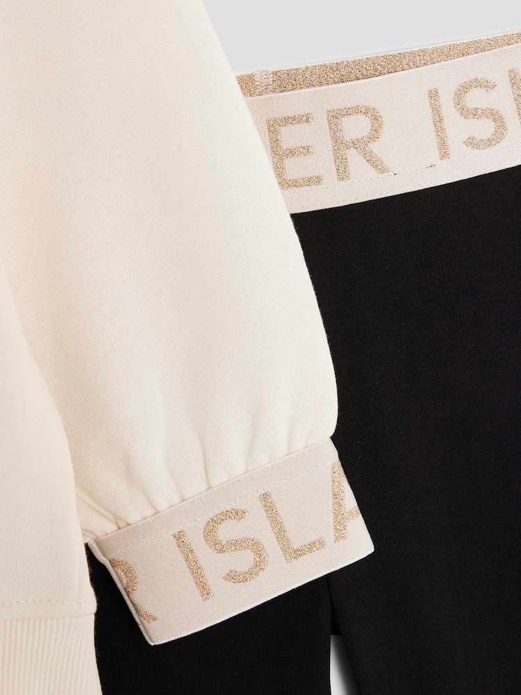 River Island Cream Girls Split Back Top and Leggings Set - Image 4 of 4 River Island Cream Girls Split Back Top and Leggings Set - Image 4 of 4