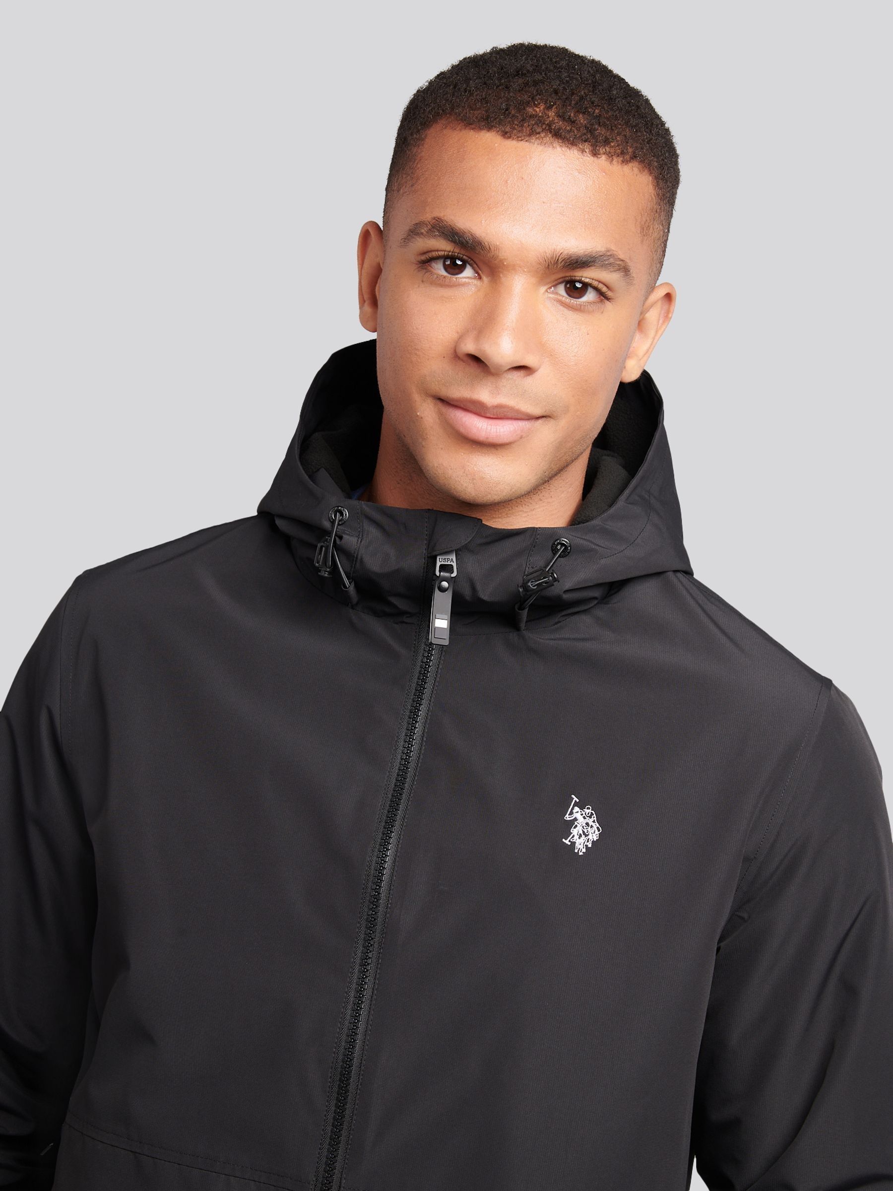 Buy U.S. Polo Assn. Black Mens Fleece Lined Windbreaker Jacket