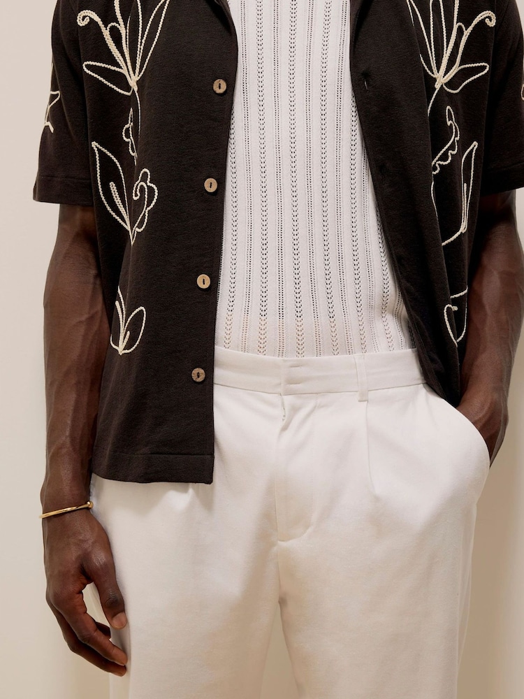 River Island White Relaxed Fit Linen Cotton Stretch Trousers - Image 4 of 4 River Island White Relaxed Fit Linen Cotton Stretch Trousers - Image 4 of 4