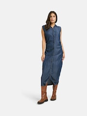 Smith & Soul Blue Gathered Waist Denim Dress - Image 3 of 6