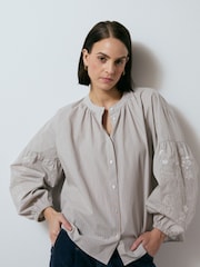 Smith & Soul Grey Striped & Embroidered Blouse - Image 1 of 7