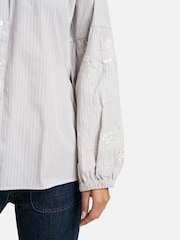 Smith & Soul Grey Striped & Embroidered Blouse - Image 6 of 7