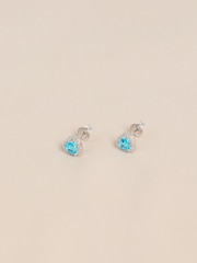Sterlinq Gümüş - Birthstone ürək sırğaları - 14şəkildən 14 şəkil