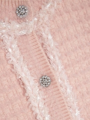 River Island Pink Girls Boucle Cardigan and Skirt Set - Image 4 of 5