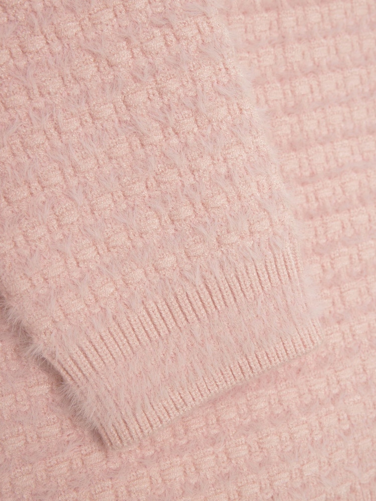 River Island Pink Girls Boucle Cardigan and Skirt Set - Image 5 of 5