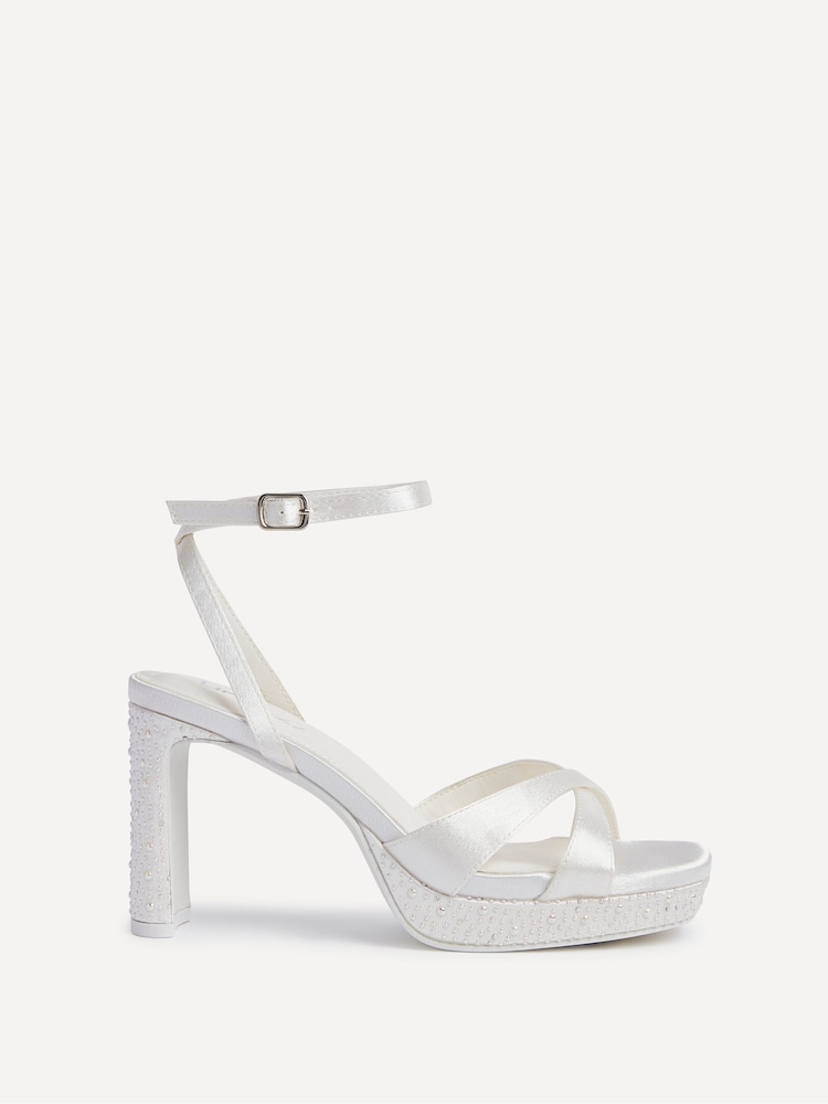 Linzi Cream Bridal Romantica Platform Heeled Sandals with Embellishments - Image 2 of 5 Linzi Cream Bridal Romantica Platform Heeled Sandals with Embellishments - Image 2 of 5