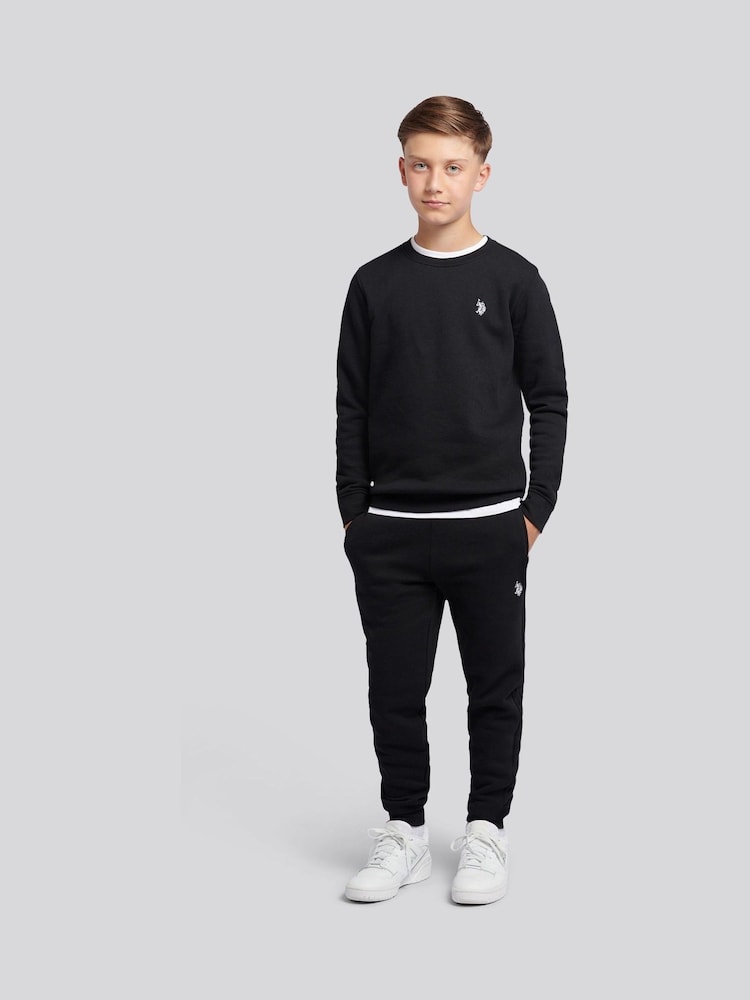 U.S. Polo Assn. Black Double Horsemen Crew Sweatshirt and Joggers Set - Image 1 of 11