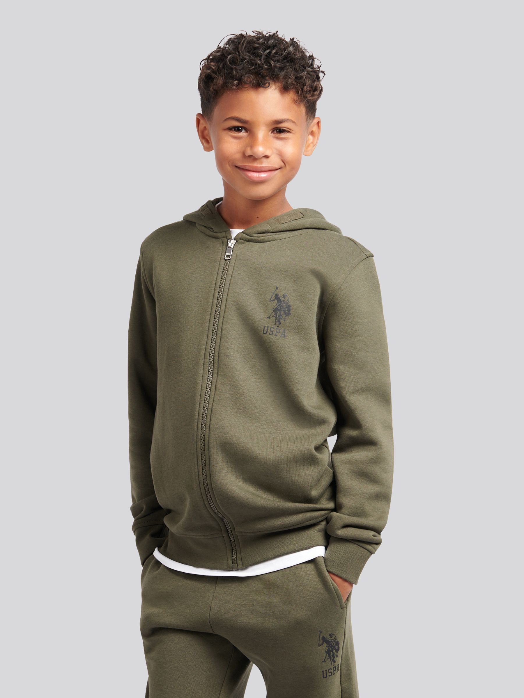 Buy U.S. Polo Assn. Green Boys Player 3 Zip Hoodie and Joggers Set