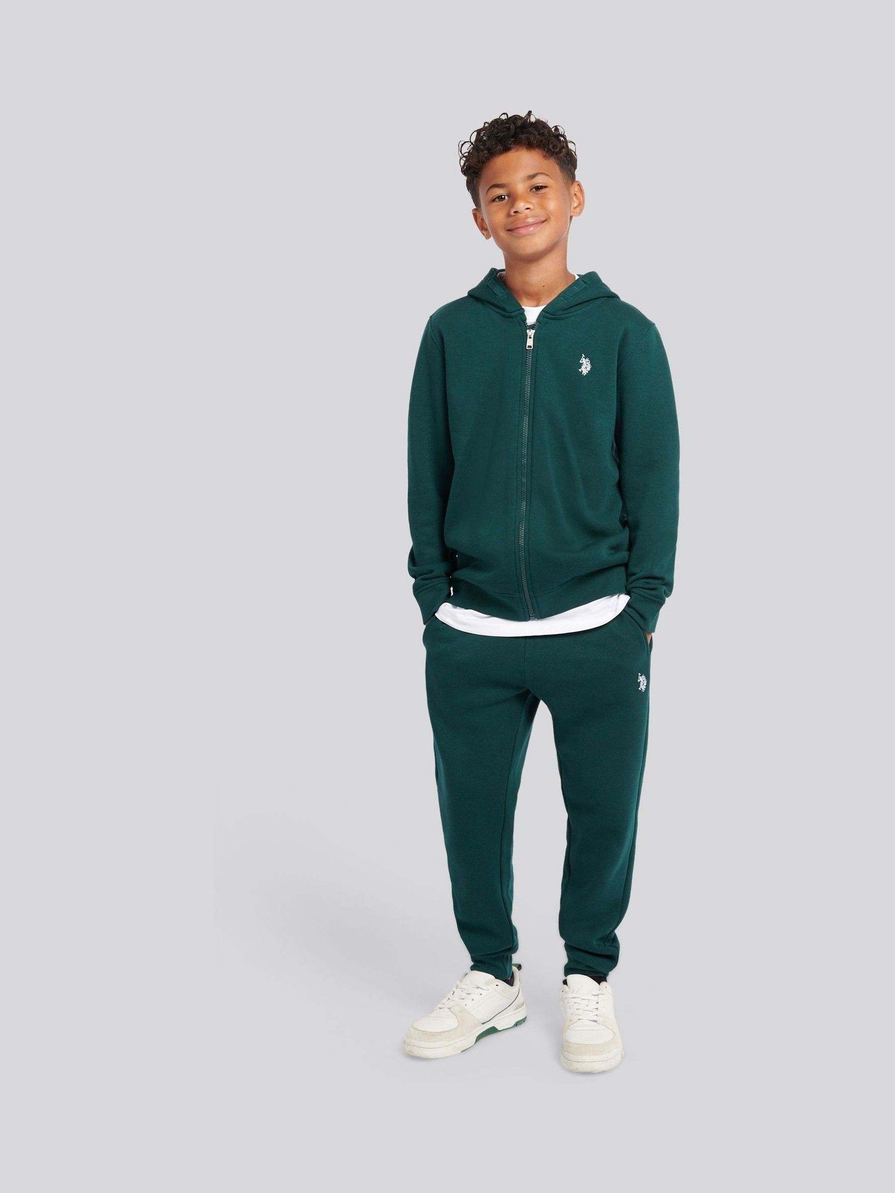 thumbnail interactive-video image 1 of Men’s Polyester Tracksuit Set – Half-Zip Mock Neck Hoodie & Jogger Fitted, Logo Detail 1 of 2