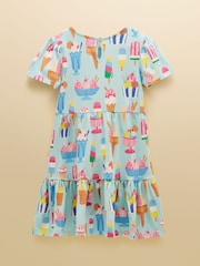 Joules Girls' Nellie Ice Cream Print Short Sleeve Tiered Jersey Dress - Image 2 of 5