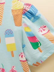 Crème de glace Bleu - Robe en jersey à manches courtes et volants Nellie pour filles de Joules - Image 6 sur 7
