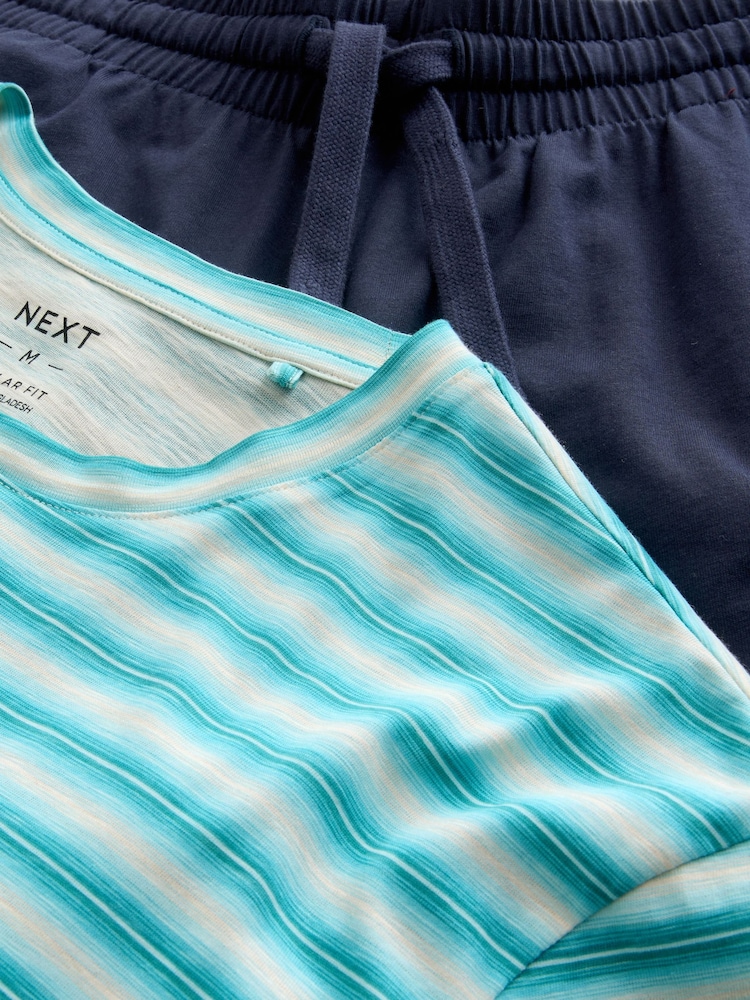 Blue Stripe Short Sleeve Pyjamas Set - Image 11 of 11 Blue Stripe Short Sleeve Pyjamas Set - Image 11 of 11
