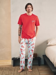 Rot/Blau - Lobster Printed Jersey Short Sleeve Pyjamas Set - Bild 2 von 12