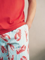 Rot/Blau - Lobster Printed Jersey Short Sleeve Pyjamas Set - Bild 6 von 12