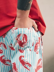 Rot/Blau - Lobster Printed Jersey Short Sleeve Pyjamas Set - Bild 7 von 12