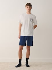 Navy/White Felix Graphic Short Sleeve Pyjamas Set - Image 1 of 12