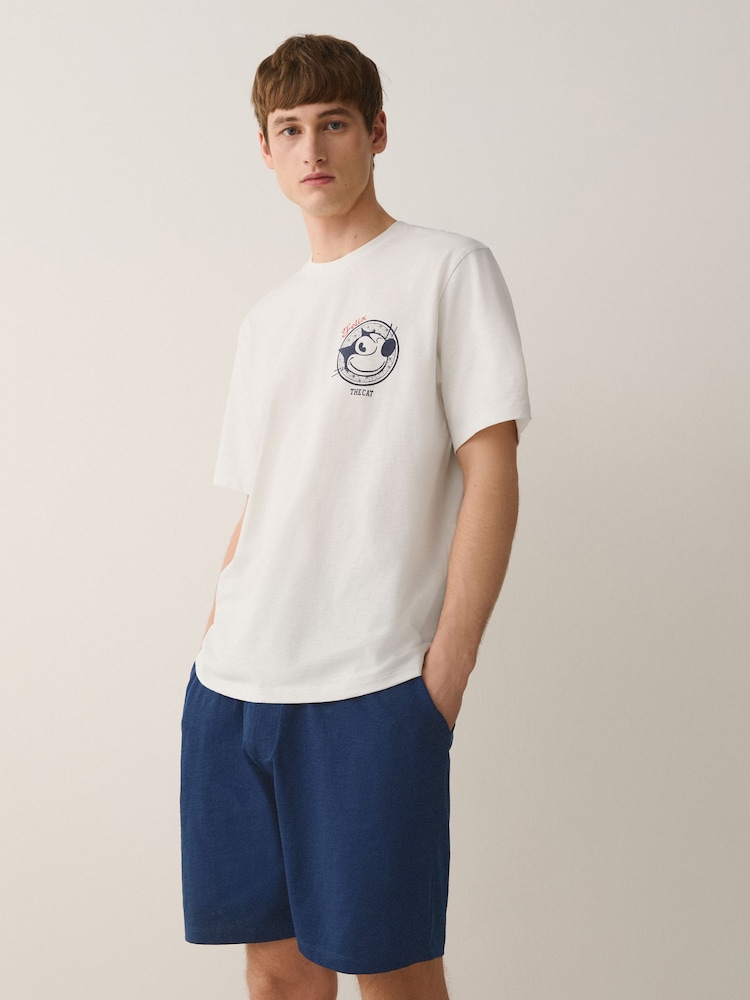 Navy/White Felix Graphic Short Sleeve Pyjamas Set - Image 2 of 12
