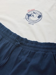 Navy/White Felix Graphic Short Sleeve Pyjamas Set - Image 7 of 12