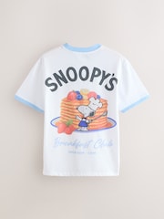 White/Blue Snoopy Breakfast Graphic Short Sleeve Pyjamas Set - Image 10 of 12