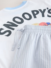 White/Blue Snoopy Breakfast Graphic Short Sleeve Pyjamas Set - Image 11 of 12