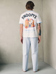 White/Blue Snoopy Breakfast Graphic Short Sleeve Pyjamas Set - Image 4 of 12