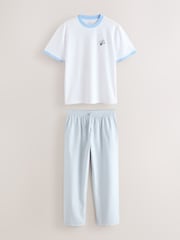 White/Blue Snoopy Breakfast Graphic Short Sleeve Pyjamas Set - Image 7 of 12