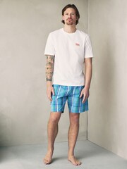 White/Blue Graphic Short Sleeve Woven Pyjamas Set - Image 4 of 10