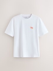 White/Blue Graphic Short Sleeve Woven Pyjamas Set - Image 7 of 10