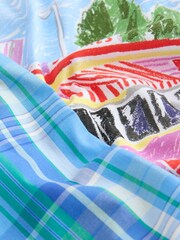 White/Blue Graphic Short Sleeve Woven Pyjamas Set - Image 9 of 10