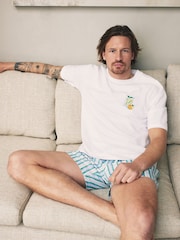 White Graphic Short Sleeve Woven Pyjamas Set - Image 4 of 12