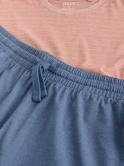 Portocaliu - Set pijamale Jerseu cu dungi și mânecă scurtă - Imaginea 10 din 11