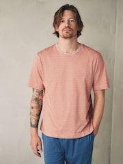 Portocaliu - Set pijamale Jerseu cu dungi și mânecă scurtă - Imaginea 3 din 11